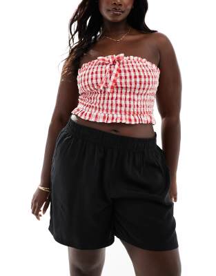 Noisy May Curve High Waisted Pull On Short In Black