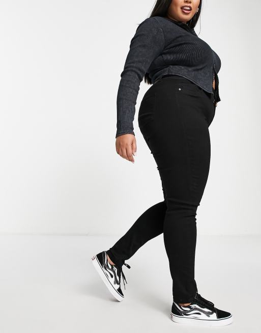 Noisy May Curve high waisted skinny jeans in black, 4 of 4