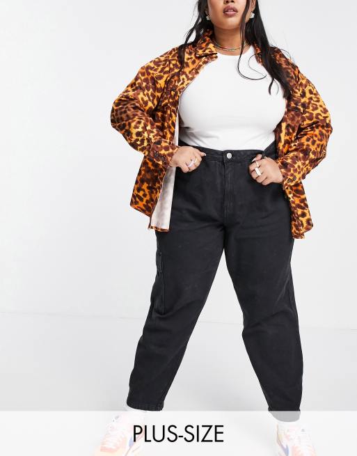 Noisy May Curve high waisted straight leg jeans in black | ASOS