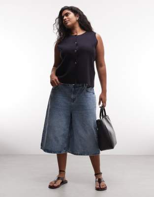 Noisy May Curve - Jeans-Bermudashorts in Hellblau mit mittelhohem Bund