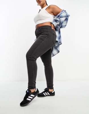 Noisy May Curve - Jeans in Grau mit engem Schnitt und hohem Bund