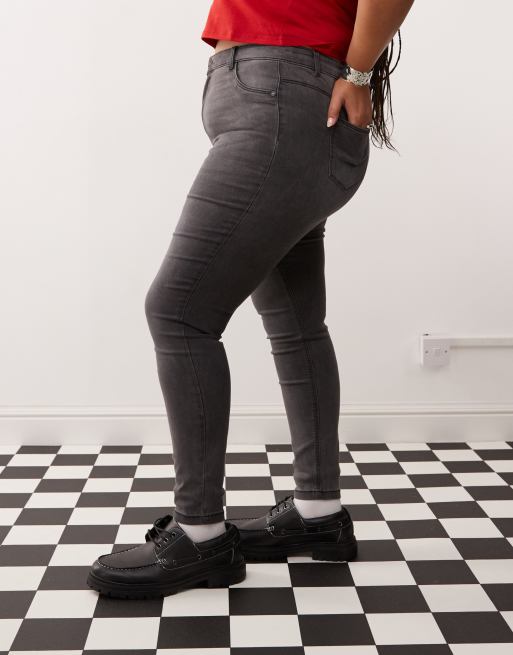 Noisy May Curve – Jeans in grauer Waschung mit engem Schnitt und hohem Bund, 3 von 5