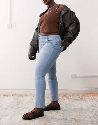 Noisy May Curve Jen Push Up Jeans In Blue