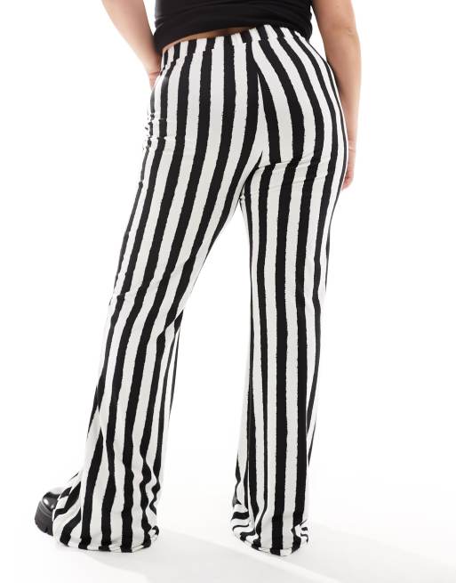 Noisy May Curve jersey flare pants in stripe ASOS