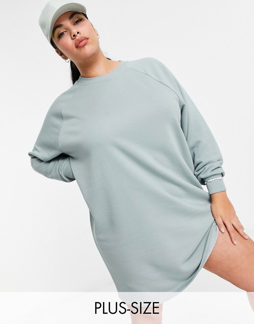 Noisy May Curve sweat mini dress in washed blue