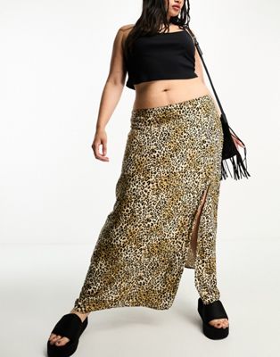 Noisy May Curve side split maxi skirt in leo - ASOS Price Checker