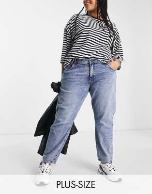 Noisy May Curve Katy mid waist mom jeans in blue - ASOS Price Checker