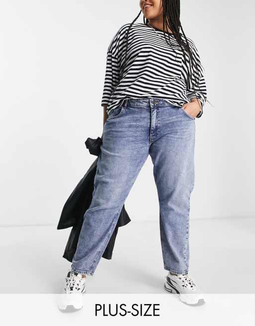 Noisy May Curve - Katy - Mom jeans met halfhoge taille in blauw