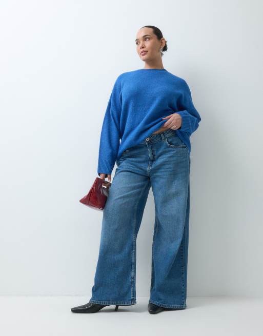 Noisy May Curve Kenzie jean large taille mi-haute en denim bleu moyen, 3 de 5