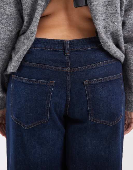 Noisy May Curve Kenzie mid rise wide leg jeans in dark blue denim, 5 of 5