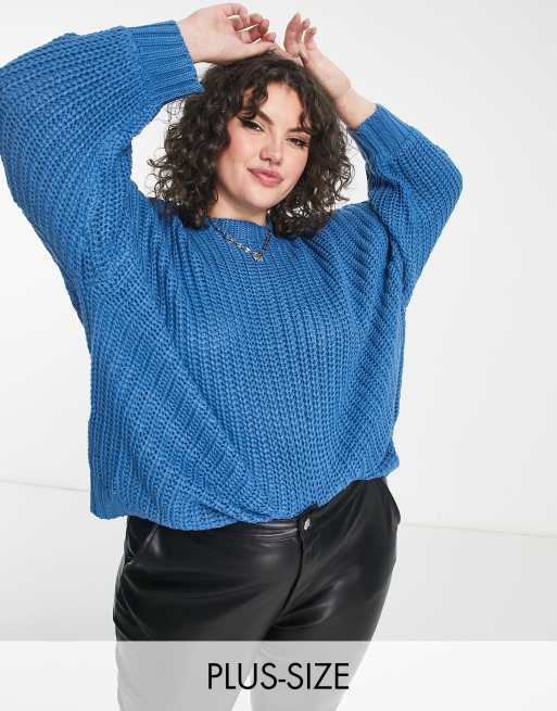 Noisy May Curve knitted jumper in blue