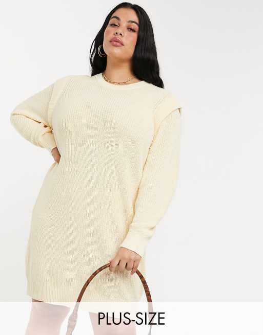 Plus size hot sale cream sweater dress