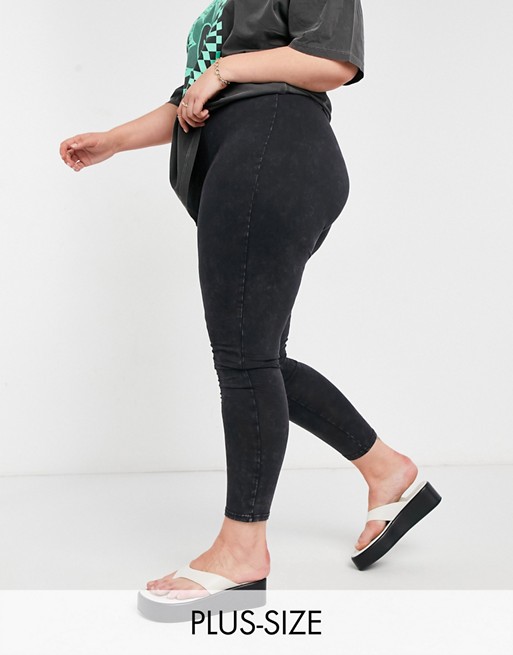 Noisy May Curve leggings in washed black