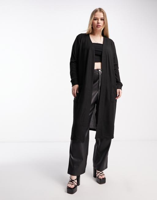 Noisy May Curve lightweight longline cardigan in black ASOS