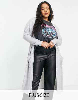 Noisy May Curve lightweight longline cardigan in grey - ASOS Price Checker