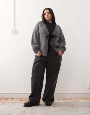 Noisy May Curve Lightweight Reversible Bow Detail Knit Sweater In Multi