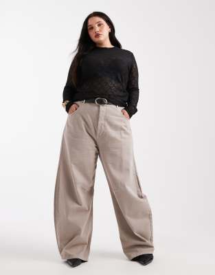 Noisy May Curve Long Sleeve Lace Top In Black