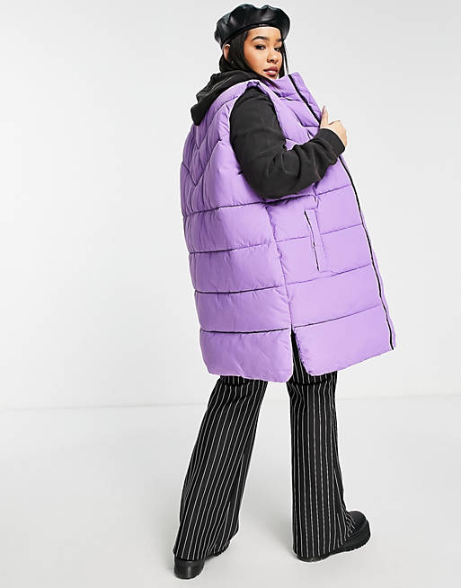 Coats & Jackets Noisy May Curve longline padded gilet in purple 