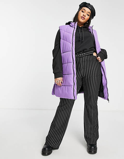Coats & Jackets Noisy May Curve longline padded gilet in purple 