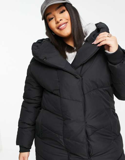 Noisy May Curve longline padded jacket in black