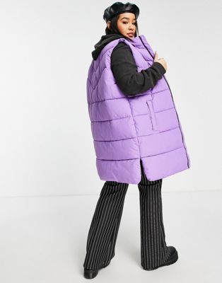 Noisy May Curve longline padded gilet in purple - ASOS Price Checker
