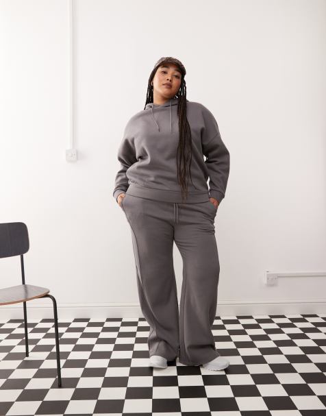 Noisy May Curve loose fit sweat set in grey - view 1