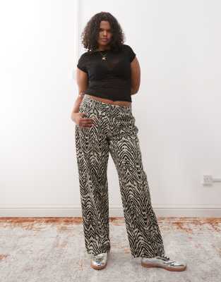 Marley wide leg jeans in zebra-Black