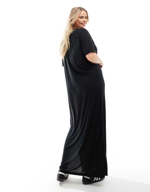 Noisy May Curve maxi t-shirt dress in black, 2 of 4