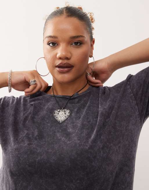 Noisy May Curve - Maxi T-shirtjurk in grijs met wassing, 4 van 4