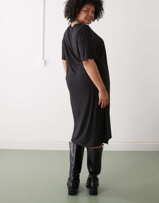 Noisy May - Curve - Midi T-shirt jurk in zwart, 3 van 4