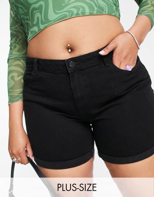 Noisy May Curve - Mom shorts di jeans neri