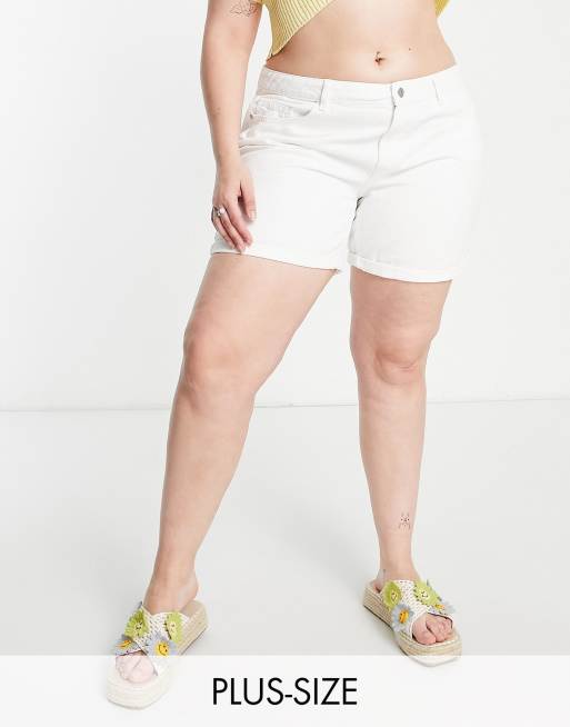 Noisy May Curve - Mom shorts van denim in wit