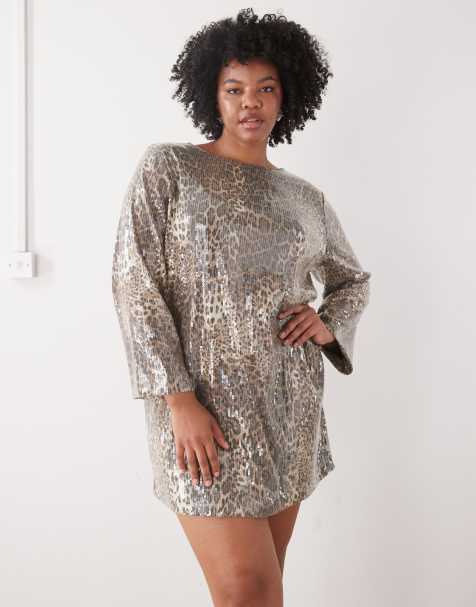 Noisy May Curve open back sequin mini dress in leopard - view 1