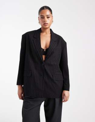 Noisy May Curve Oversize Blazer In Black