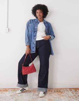 Noisy May Curve Noisy May Curve oversize denim shirt in mid wash blue