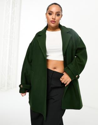 Noisy May Curve - Oversize-Jacke in Khaki mit Kragen-Grün