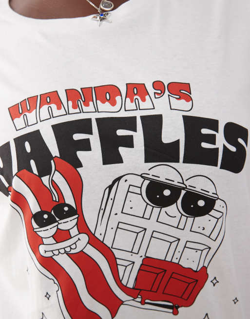 Noisy May Curve – Oversize-T-Shirt in Weiß mit Waffelgrafik, 4 von 4