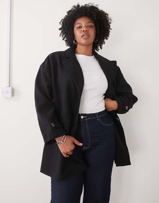 Noisy May Curve oversized collar jacket in black, 2 of 4