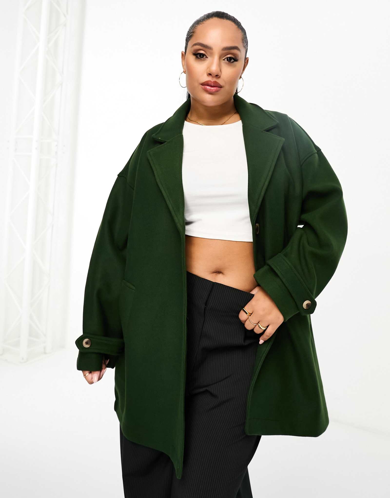 Куртка с объемным воротником Noisy May Curve цвета хаки