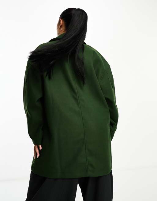 Noisy May Curve oversized collar jacket in khaki | ASOS