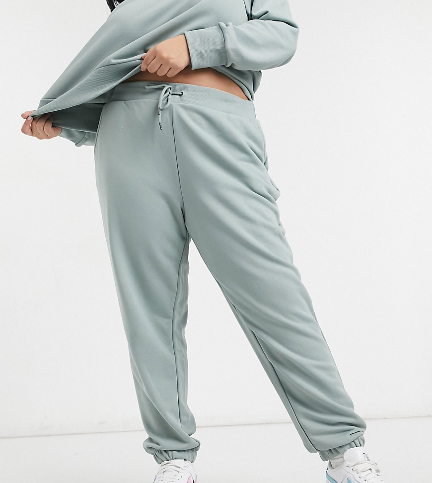 Noisy May Curve oversized jogger co-ord in sage green-Grey