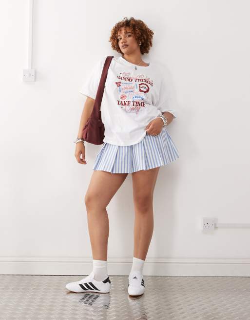 Noisy May Curve oversized R-shirt with Good Things print in white