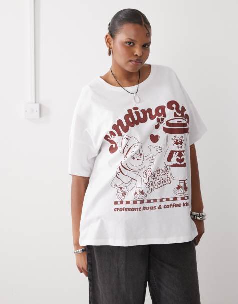 Noisy May - Curve - Oversized T-shirt met print in wit - view 1