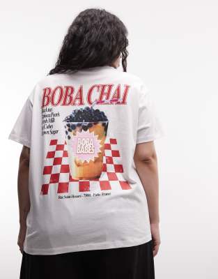 Noisy May Curve Oversized T-shirt With Chai Back Print In White