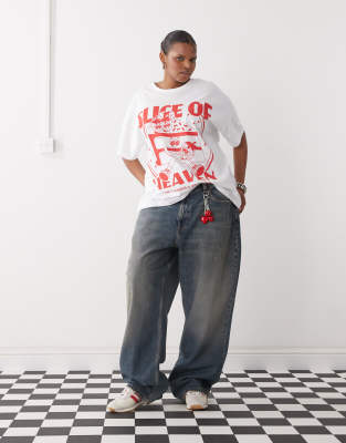 NOISY MAY CURVE OVERSIZED TEE WITH CAKE PRINT 