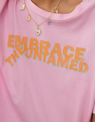 Noisy May Curve Oversized Tee With Front Slogan