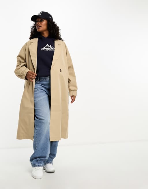 Noisy May Curve oversized trench coat in cream