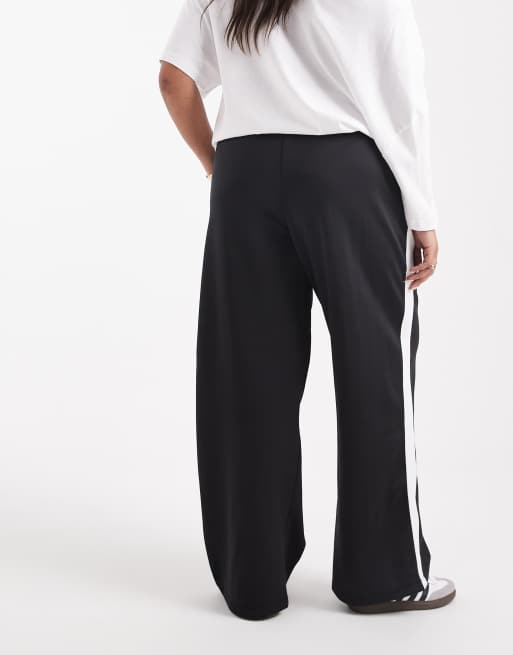 Noisy May Curve - Pantalon droit en jersey avec bande latérale - Noir et blanc, 2 de 5