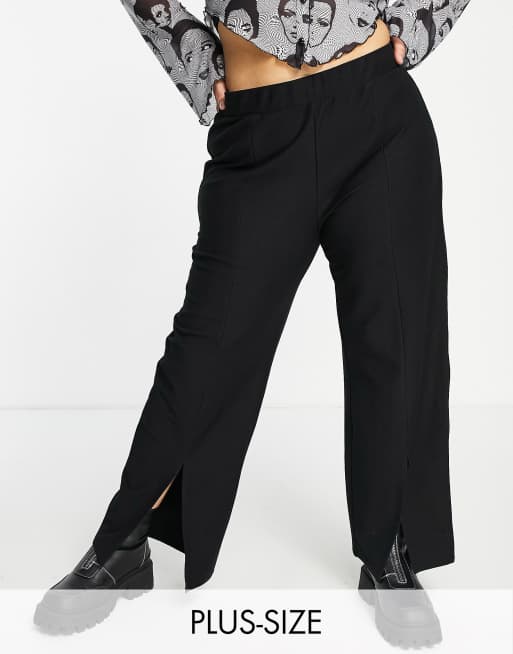 Noisy May Curve - Pantalon large avec ourlets fendus - Noir