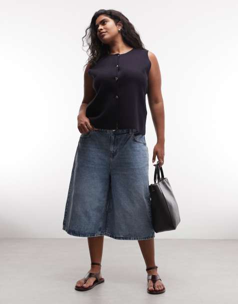 Noisy May Curve - Pantaloncini bermuda a vita medio alta in denim azzurro - view 1